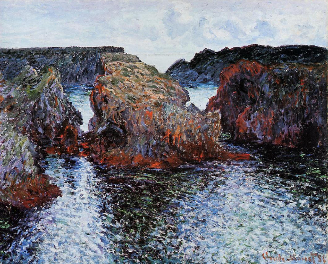 《贝勒岛的古尔法尔港的岩石》克洛德·莫奈画作介绍及画作含义/创作背景