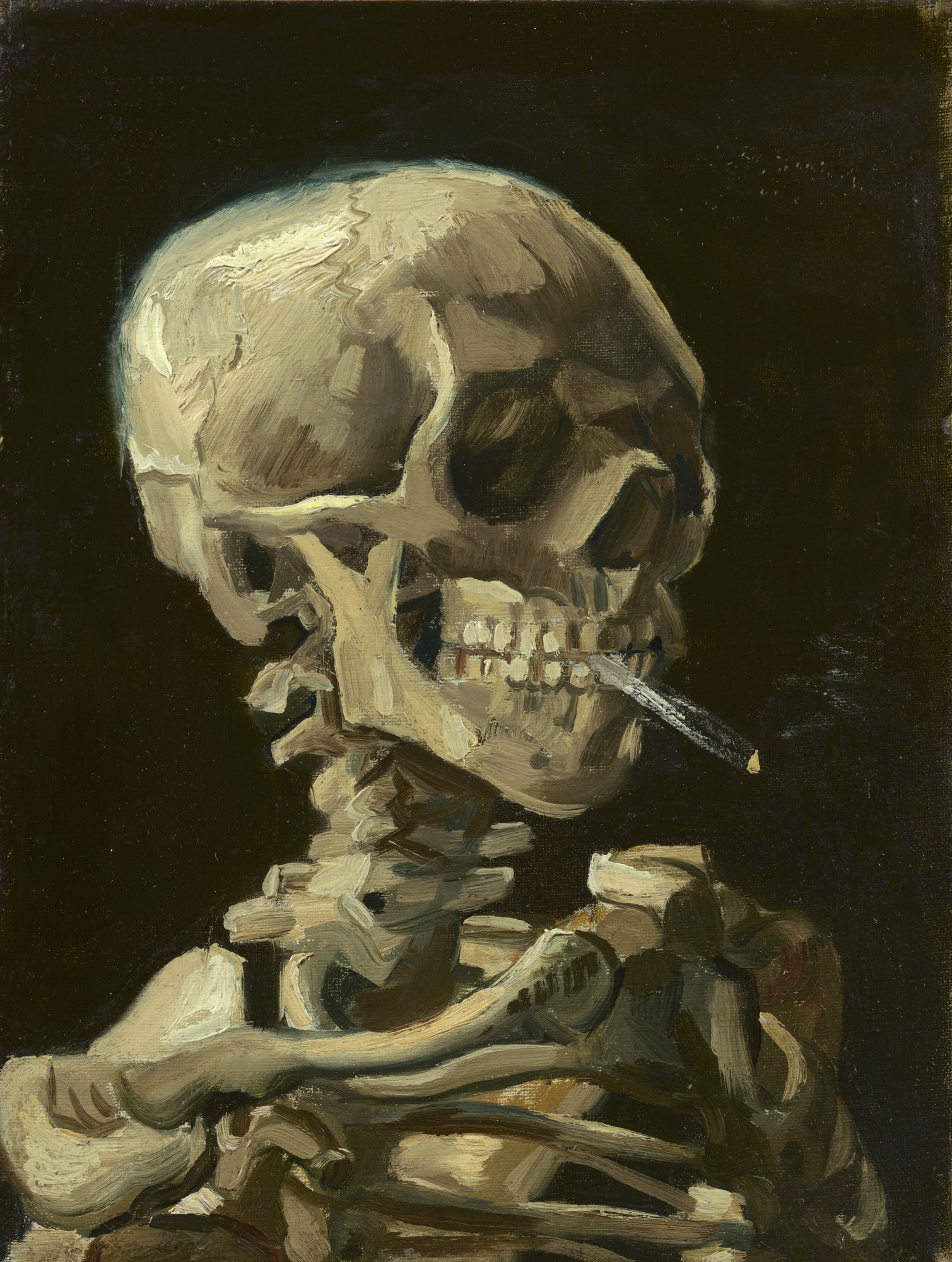 《叼烟的骷髅》美术画作介绍